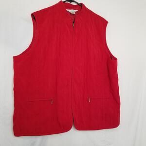 Allison Daley Women's Red Quilted Zip Up Lined Sleeveless Soft Vest Size 18